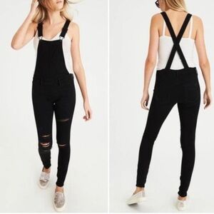 American Eagle black jegging overalls size 12 short